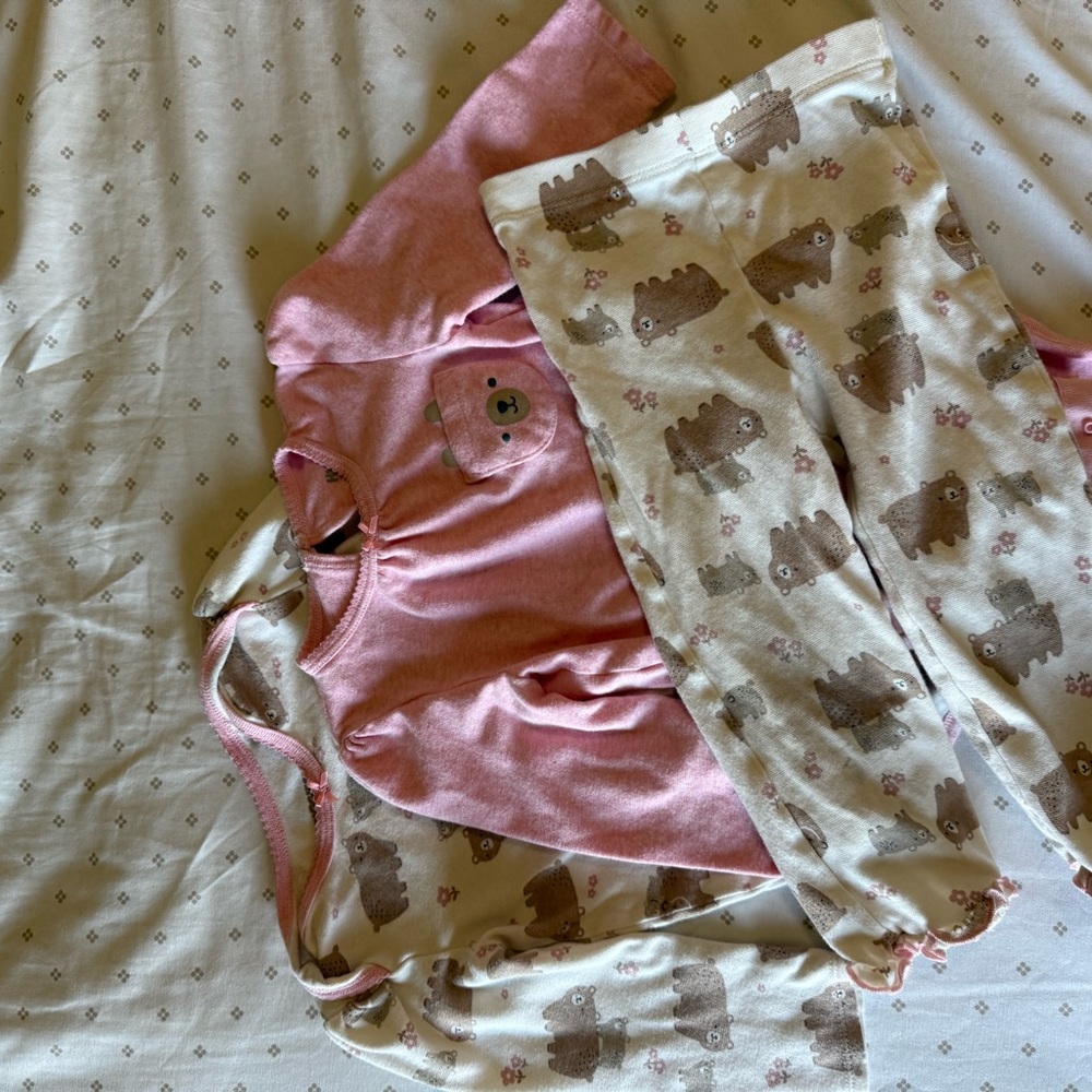 Charming Pink and Cream Bear Print Pajama Set
